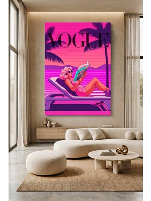Wallivo Retrowave Vogue - Pop Art Okuma Keyfi ve Güzellik Kanvas Tablo
