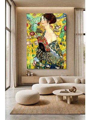 Wallivo Gustav Klimt Lady With Fan Kanvas Tablo