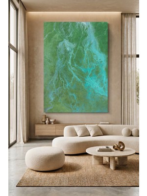 Wallivo Turkuaz Buzul Nehir Deltası Havadan Görünümü Kanvas Tablo