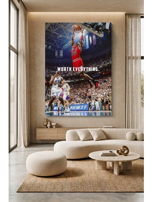 Wallivo Michael Jordan "worth Everything" Model 1 - Efsane Sporcu Kanvas Tablo