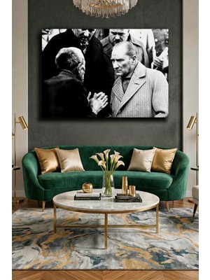 Wallivo Atatürk Vatandaşı Dinlerken - Model 2 Tarihi Anı Kanvas Tablo