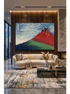Wallivo Katsushika Hokusai'nin Kızıl Fuji (Fine Wind, Clear Morning) Ukiyo-E Kanvas Tablo
