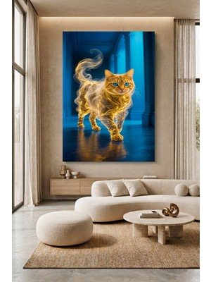 Wallivo Sarımsı Renklere Sarılmış Evcil Hayvan Temalı Kanvas Tablo