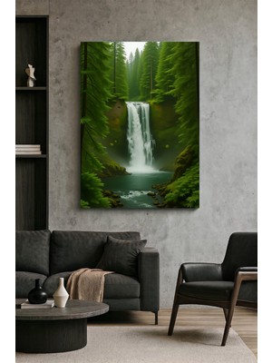 Wallivo Derin Ormanın Kalbinde Gizli Şelale Huzurlu Doğa Manzarası Kanvas Tablo