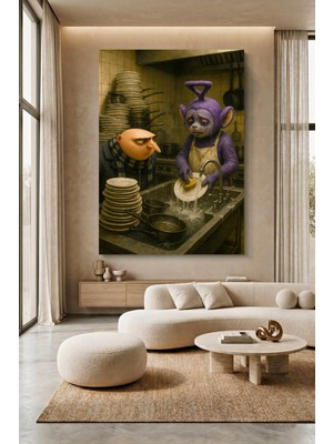 Wallivo Bulaşık Yıkayan Teletubbies Model 2 Kanvas Tablo