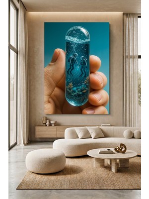 Wallivo Tüp Insanlar - Bilim Kurgu Temalı Yapay Zeka Eseri Kanvas Tablo