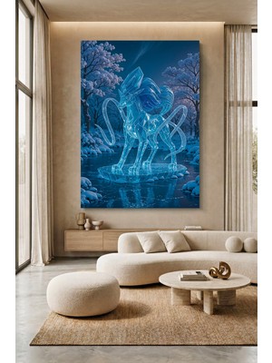 Wallivo Buzla Kaplı Geyik Donmuş Nehir Temalı Kanvas Tablo