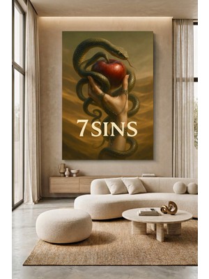 Wallivo 7 Günah Yılan Efekti Alıntı Kanvas Tablo