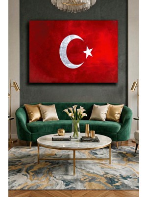 Wallivo Şanlı Türk Bayrağı Dalgalanan Tasarım - Model 1 Kanvas Tablo