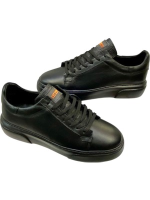 Sula Erkek Bağcıklı Iç ve Dış Yüzey Deri Dikişli Poli Taban Sneakers AYAKKABI-104-SİYAH