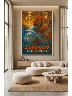 Wallivo Elden Ring Karikatür Tarzı - Eğlenceli Oyun Sanatı Kanvas Tablo