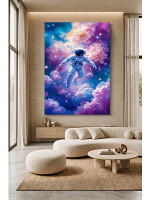 Wallivo Fantezi Dünyasında Uçan Astronot Kanvas Tablo