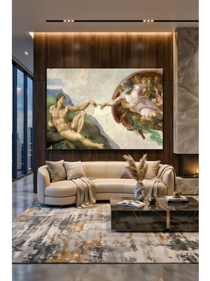 Wallivo Michelangelo Adem'in Dokunuşu Eseri Rönesans Başyapıtı Kanvas Tablo