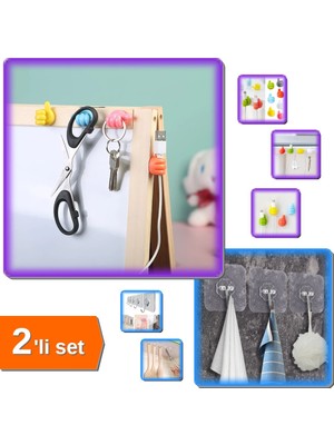 Hereveoyuncak 10 Adet Renkli Ok Işareti Kablo Düzenleyici Klips + 10 Adet Şeffaf Yapışkanlı Askı - 2li Set J9P7M1