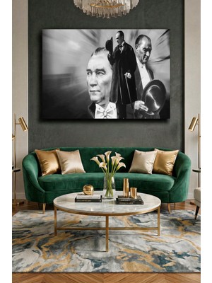 Wallivo Mustafa Kemal Atatürk Siyah Beyaz (Monokrom) Portre - Model 1 Kanvas Tablo