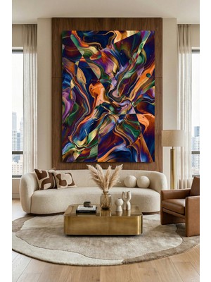 Wallivo Koyu Renklerin Girdabında Altın Işık Hızı Kanvas Tablo