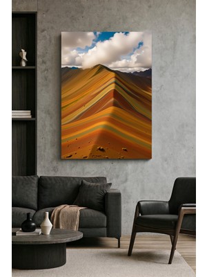 Wallivo Peru'nun Doğal Harikası Gökkuşağı Dağı (Vinicunca) Yedi Renkli Dağ Manzarası Kanvas Tablo