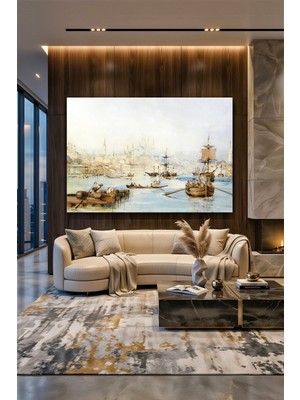 Wallivo Thomas Allom'un Tarihi Istanbul Manzarası Haliç (Golden Horn) Kanvas Tablo