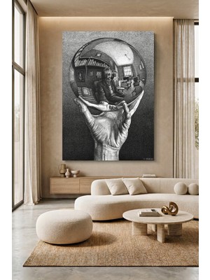 Wallivo M.c. Escher Elinde Küre Yansımalı Otoportre Kanvas Tablo