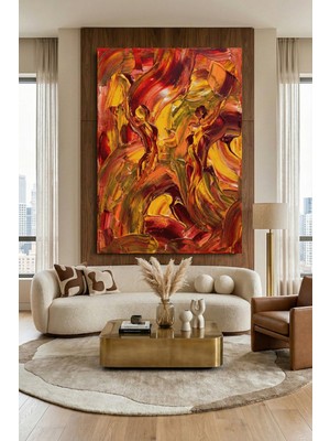 Wallivo Alevlerin Içinde Yükselen Tutkulu Dansçılar Kanvas Tablo