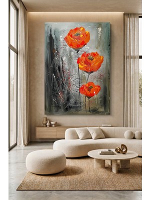 Wallivo Soyut Çiçek Motifi - Modern Sanat Kanvas Tablo