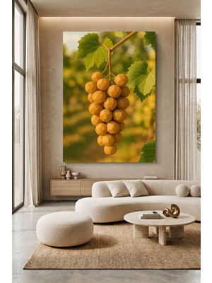 Wallivo Poligon Turuncu Üzümler - Geometrik Meyve Temalı Kanvas Tablo