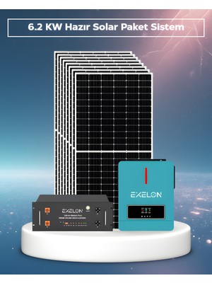 SB Solar 6.2kw Hazır Solar Paket | 8×600W Bifacial Panel + 48V 100AH Lifepo4 Lityum Batarya | Mppt Akıllı Inverter Off-Grid Sistem