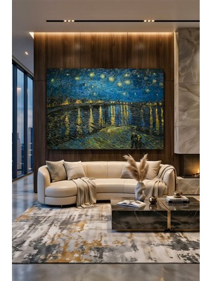 Wallivo Van Gogh Rhone Nehri Üzerinde Yıldızlı Gece Manzarası Kanvas Tablo