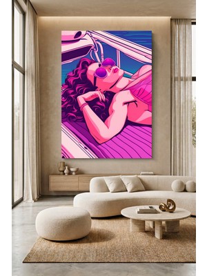 Wallivo Retrowave Vogue - Pop Art Güneşli Gün Güzellik Kanvas Tablo