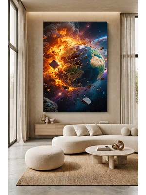 Wallivo Dünya Patlarken Andromeda Turuncu Tema Kanvas Tablo