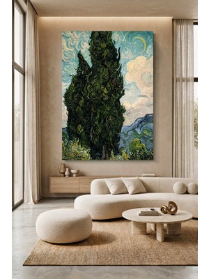 Wallivo Vincent Van Gogh Selvi Ağaçları Peyzaj Kanvas Tablo