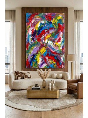 Wallivo Renkli Düşlerin Soyut Dansı Kanvas Tablo