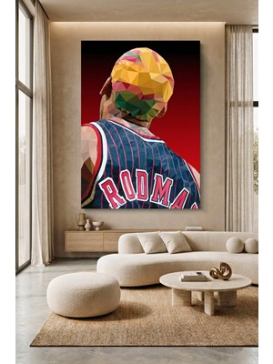 Wallivo Dennis Rodman Kafa Portresi Model 1 - Modern Sporcu Ikonik Kanvas Tablo