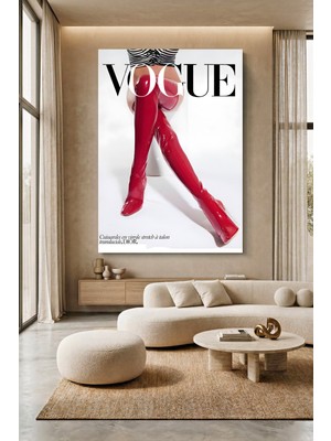 Wallivo Dior Temalı Vogue Kapağı - Diz Üstü Çizmeli Model Kanvas Tablo