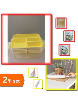 Hereveoyuncak Çok Amaçlı Bölmeli Oyuncak Hobi Saklama Kutusu + Toz Alıcı Microfiber Peluşlu - 2li Set Q6Q1Y7