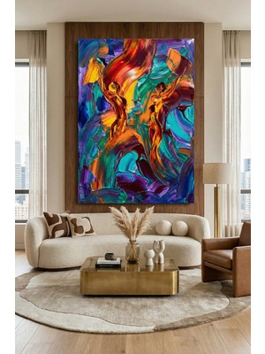 Wallivo Ateş ve Su Dansının Soyut Senfonisi Kanvas Tablo