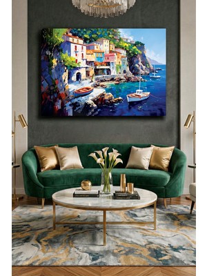 Wallivo Teknelerle Deniz Manzarası - Huzur Veren Mavi Sanat Kanvas Tablo