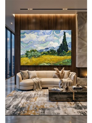 Wallivo Vincent Van Gogh'un Saint-Remy Başyapıtı Selvili Buğday Tarlası Kanvas Tablo