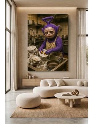 Wallivo Bulaşık Yıkayan Teletubbies Model 1 Kanvas Tablo