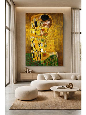 Wallivo Gustav Klimt Kiss Tablosu Altın Doku Sanat Kanvas Tablo