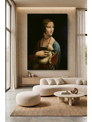 Wallivo Leonardo Da Vinci Erminli Kadın Kanvas Tablo