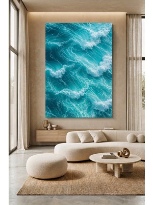 Wallivo Dev Dalgalar - Hokusai Tarzı Modern Okyanus Kanvas Tablo