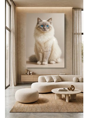Wallivo Sakin Mavi Gözlü Kedi Evcil Hayvan Temalı Kanvas Tablo