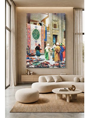 Wallivo Jean Leon Gerome Halı Pazarı Osmanlı Çarşısı Kanvas Tablo
