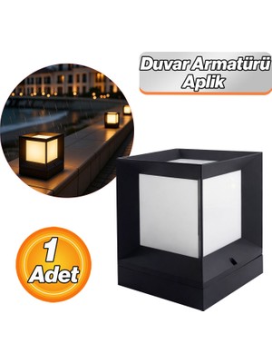 Badem10 Mega Set Üstü Bahçe Duvar Armatürü Aplik Suya Dayanıklı Dış Mekan Aydınlatma Modern Siyah Gövde