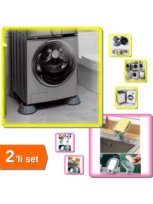 Hereveoyuncak Çamaşır Makinesi Titreşim Engelleyici 4 Adet + Vantuzlu Su Giderli Katı Sabunluk - 2li Set Z9W6M8