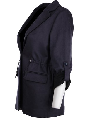 Ekol Kadın Kapak Cepli Lacivert Güderi Ceket 05063