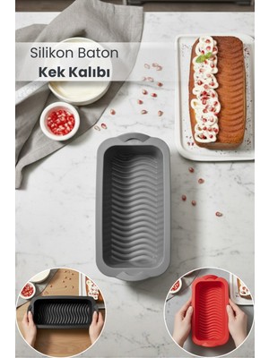 Orvila Silikon Fırın - Airfryer Baton Kek Kalıbı - Ekmek Kalıbı - Çok Amaçlı Pişirme Matı