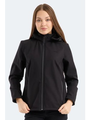 Slazenger HEAT CONTROL Kadın Çıkarılabilir Kapüşonlu Siyah Mont & Kaban