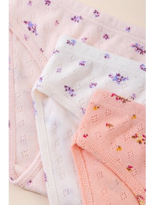 Baykar Kız Çocuk Pamuklu Renkli Baskılı Bikini Külot 3'lü Paket 5786 Renkli